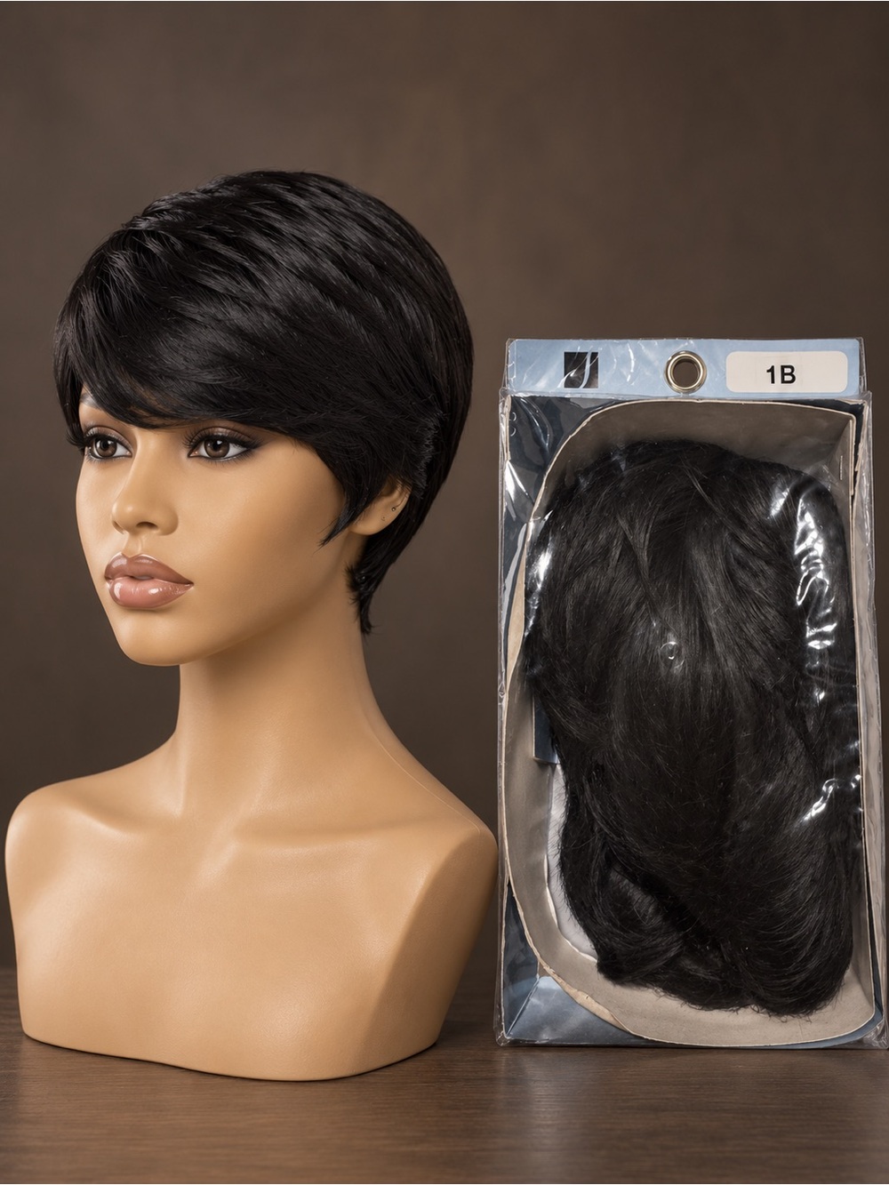 Short Pixie Wig in 1B Black — Sleek Everyday Style